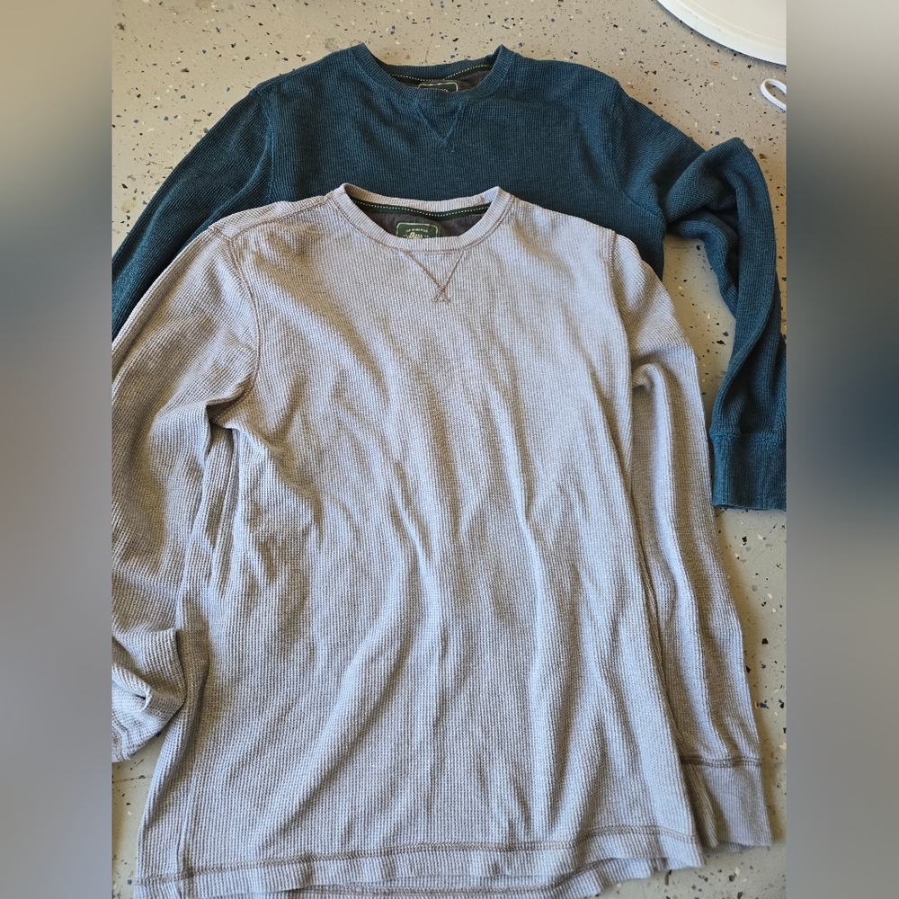 Set Of 2 Men's Casual Long Sleeve Shirts - Teal and Gray. Sz L Men's.